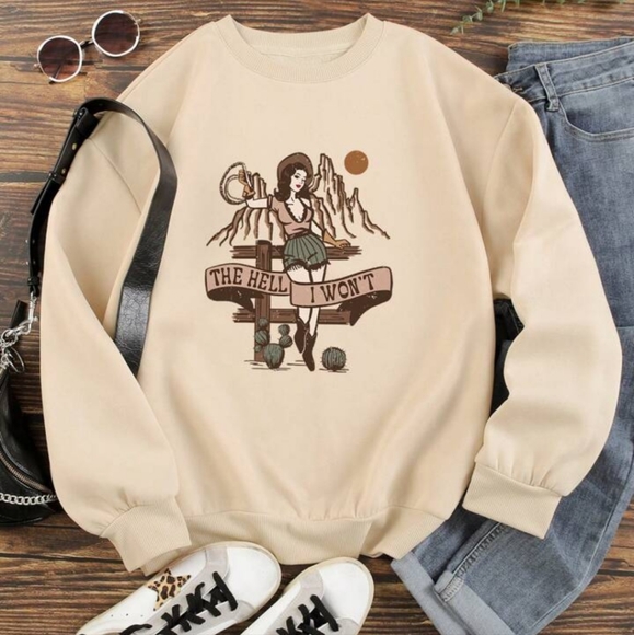 Cowgirl Graphic Thermal Lined Sweatshirt - Picture 6 of 12